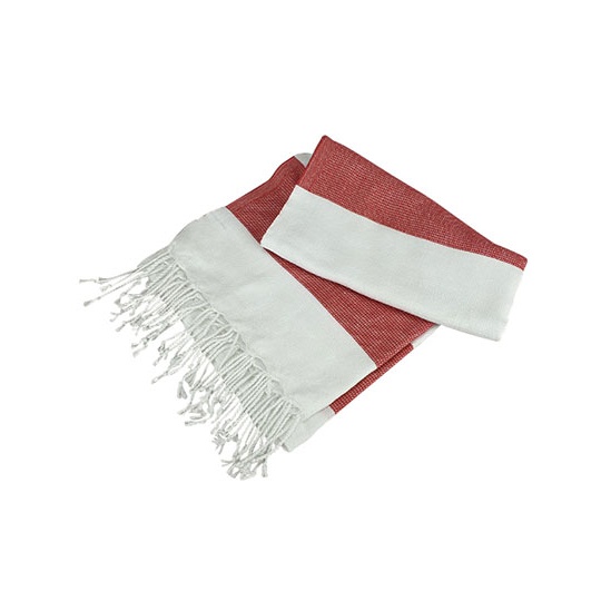 Ręcznik Hamam Bawełniany AR058 - White & Fire Red