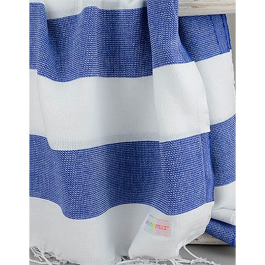 Ręcznik Hamam Bawełniany AR058 - White & True Blue