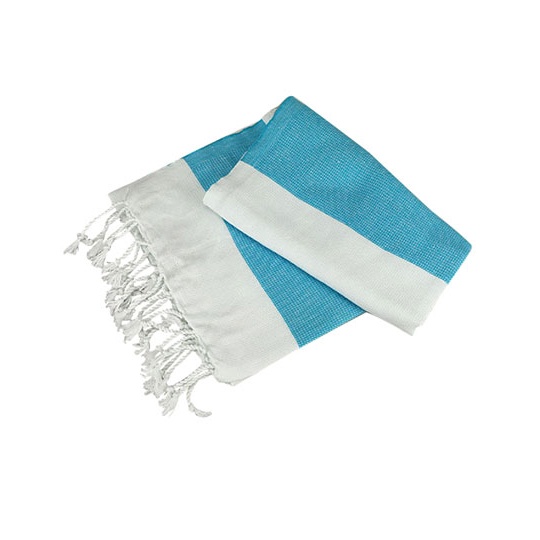 Recznik Hamam Bawelniany AR058 - White & Aqua Blue
