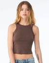 Top Damski Crop Slim Fit bez Rekawow Prazkowany z Czesanej Bawelny BL1019 - Solid Cocoa Blend