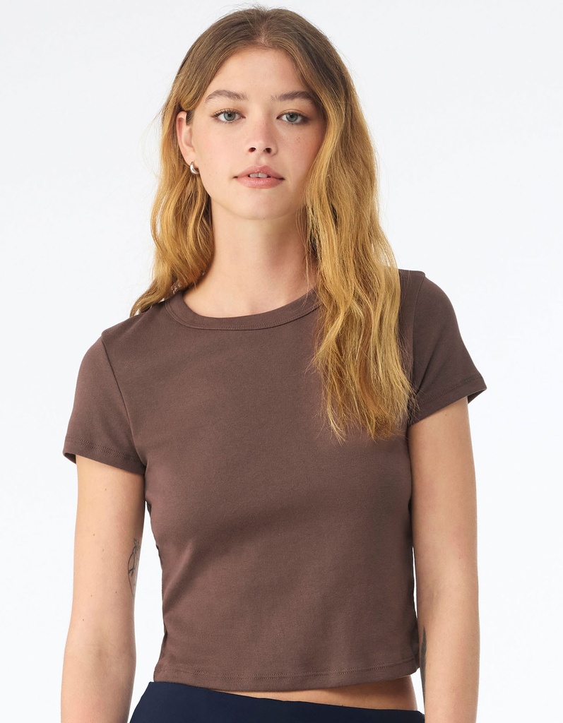 T-shirt Damski Crop Slim Prazkowany Bawelna BL1010 - Solid Cocoa Blend
