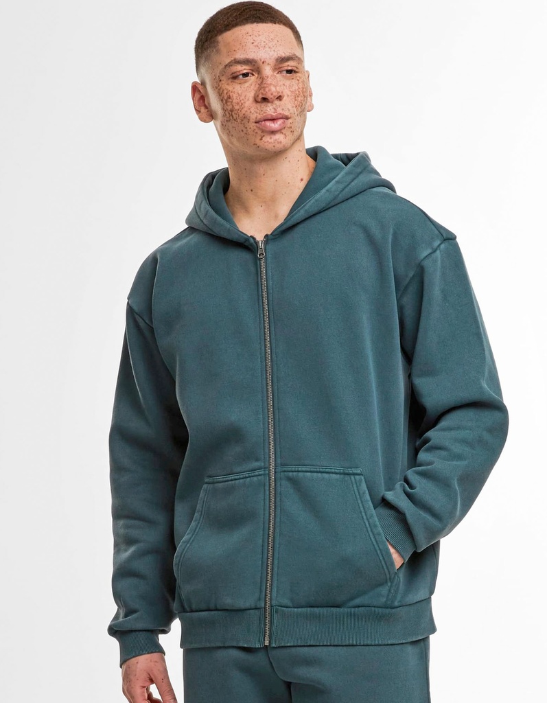 Bluza Z Kapturem Zapinana Na Zamek Gruby Materiał Vintage BY295 - Bottle Green