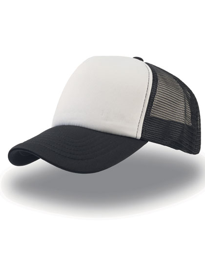 Czapka Trucker Snapback Poliestrowa Siateczkowa AT505 - White & Black & Black