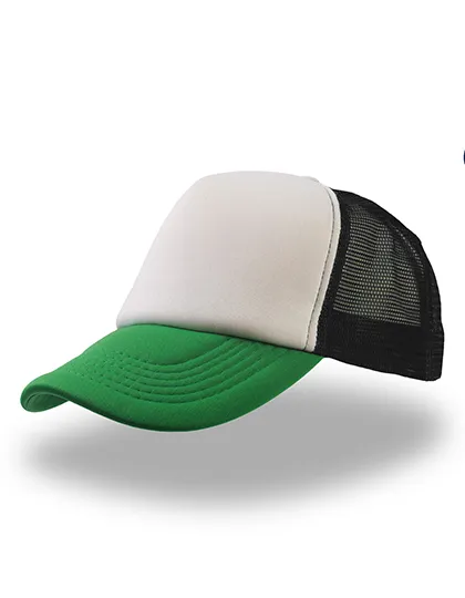 Czapka Trucker Snapback Poliestrowa Siateczkowa AT505 - White & Green & Black