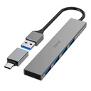 Hub USB, USB-C Hama - szary