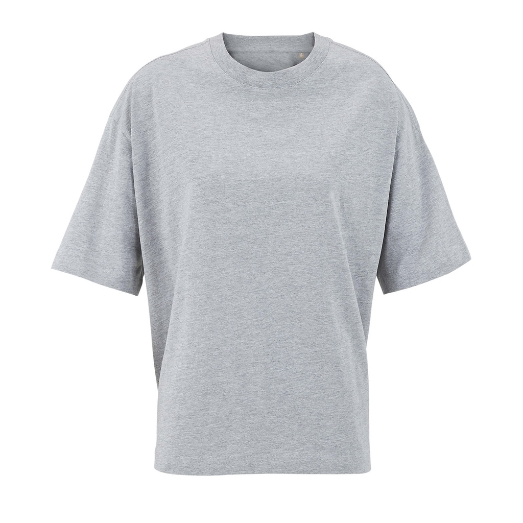 BOXY WOMEN T-SHIRT OVERSIZE S03807-DH - jasnoszary melanż