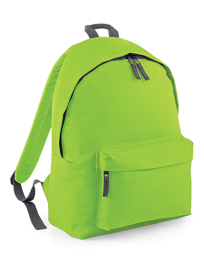 WYPRZEDAŻOWY Lime Green & Graphite Grey - Modny plecak mlodziezowy 18L wytrzymaly z kieszenia na zamek BagBase