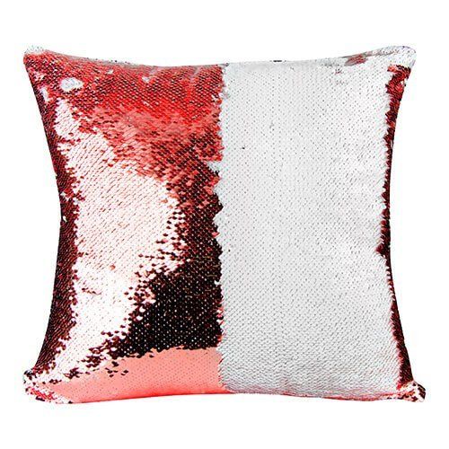 WYPRZEDAŻOWY Poszewka z cekinami ok. 39x39 cm- White/Red