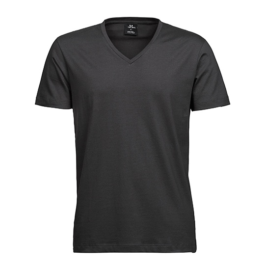WYPRZEDAŻOWY T-shirt Meski Slim Bawelna Czesana Dekolt V TJ8006 - Dark Grey (Solid)