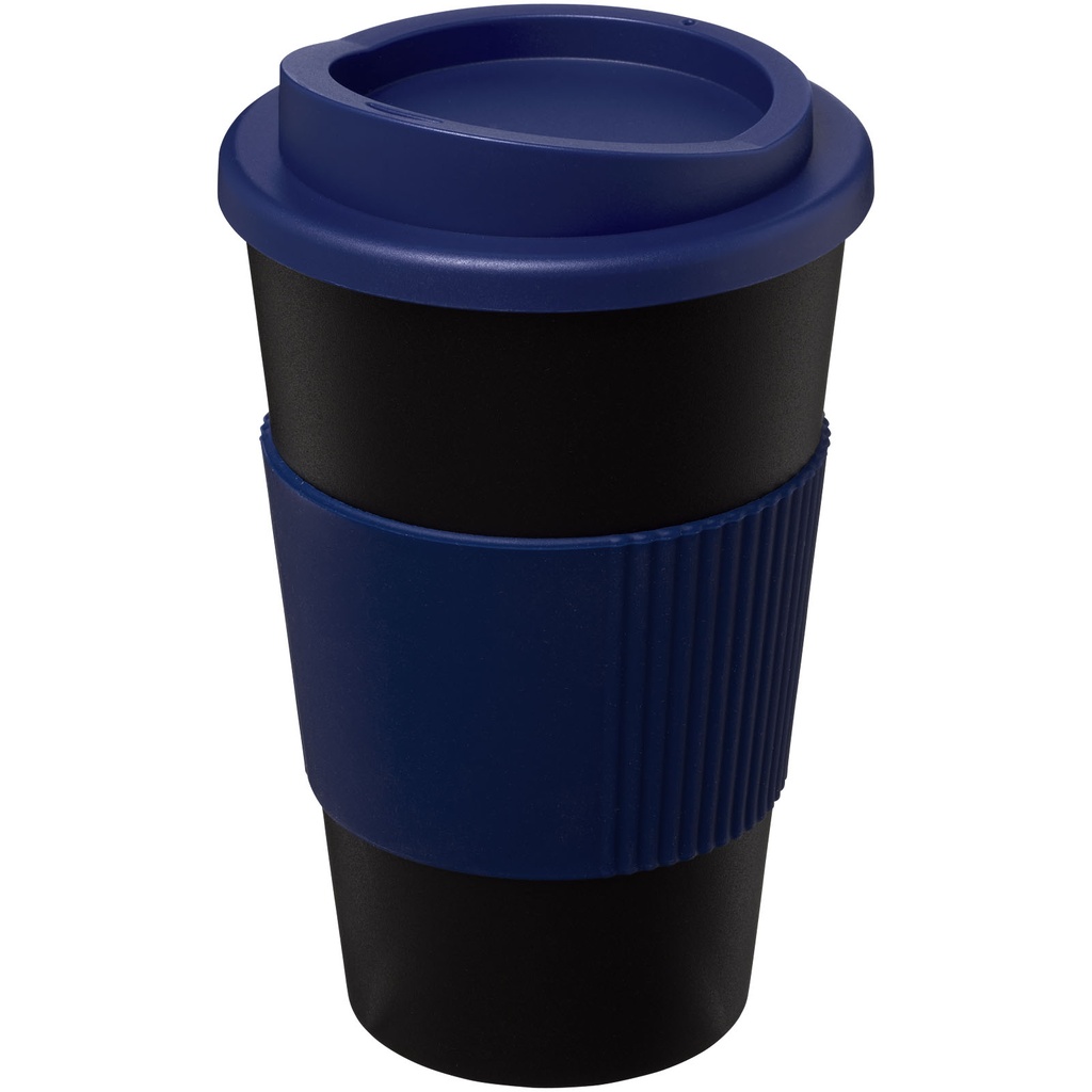 Kubek termiczny z serii Americano® o pojemności 350 ml z uchwytem 210002 - Czarno-niebieski