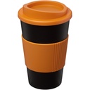 Kubek termiczny z serii Americano® o pojemności 350 ml z uchwytem 210002 - Czarno-pomarańczowy