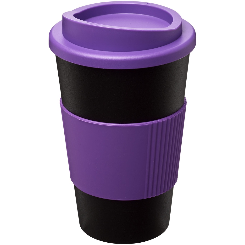 Kubek termiczny z serii Americano® o pojemności 350 ml z uchwytem 210002 - Czarno-fioletowy