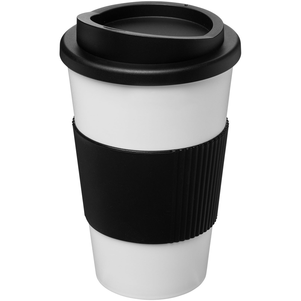 Kubek termiczny z serii Americano® o pojemności 350 ml z uchwytem 210002 - Biało-czarny