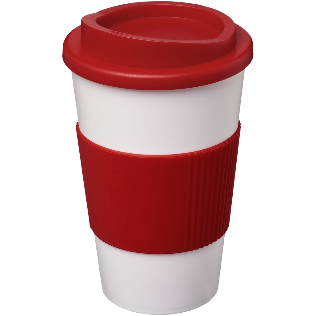 Kubek termiczny z serii Americano® o pojemności 350 ml z uchwytem 210002 - Biało-czerwony