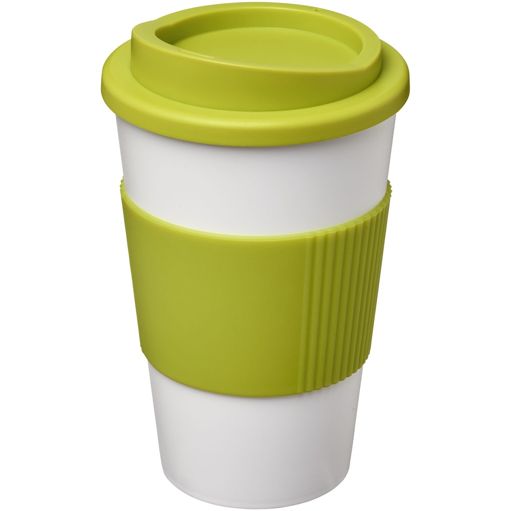 Kubek termiczny z serii Americano® o pojemności 350 ml z uchwytem 210002 - Biało-limonkowy