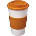Kubek termiczny z serii Americano® o pojemności 350 ml z uchwytem 210002 - Biało-pomarańczowy
