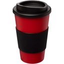 Kubek termiczny z serii Americano® o pojemności 350 ml z uchwytem 210002 - Czerwono-czarny