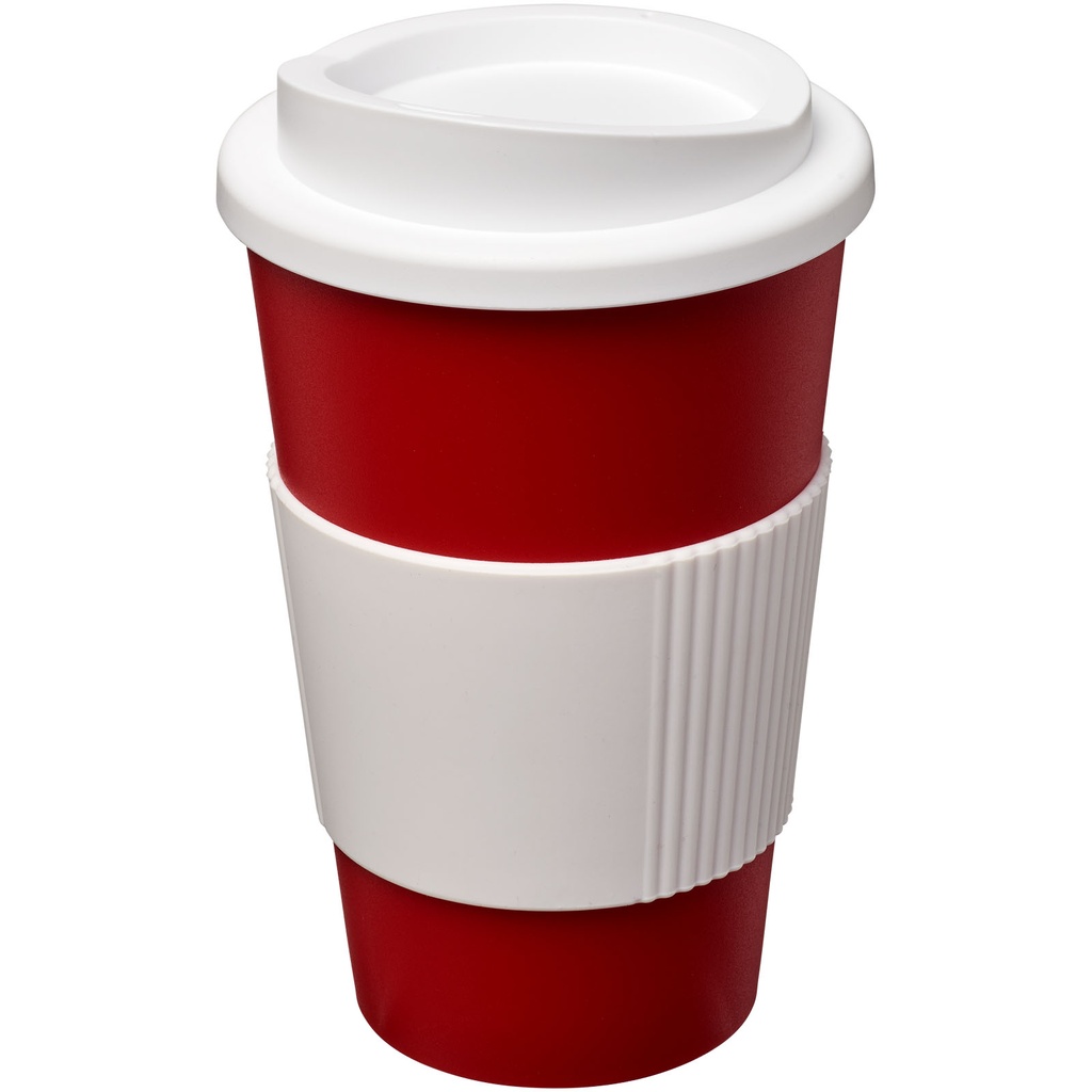 Kubek termiczny z serii Americano® o pojemności 350 ml z uchwytem 210002 - Czerwono-biały