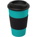 Kubek termiczny z serii Americano® o pojemności 350 ml z uchwytem 210002 - Turkusowy niebiesko-czarny