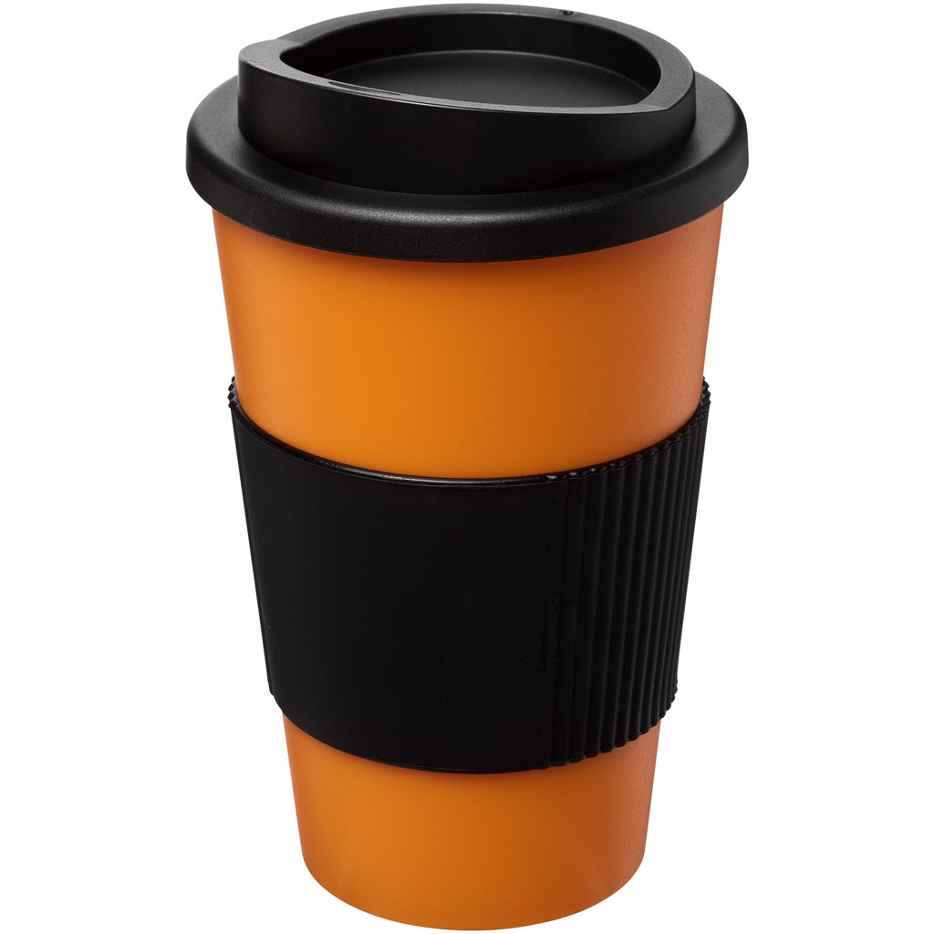 Kubek termiczny z serii Americano® o pojemności 350 ml z uchwytem 210002 - Pomarańczowo-czarny