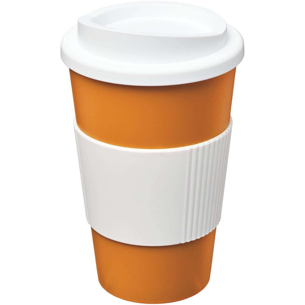 Kubek termiczny z serii Americano® o pojemności 350 ml z uchwytem 210002 - Pomarańczowo-biały