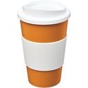 Kubek termiczny z serii Americano® o pojemności 350 ml z uchwytem 210002 - Pomarańczowo-biały