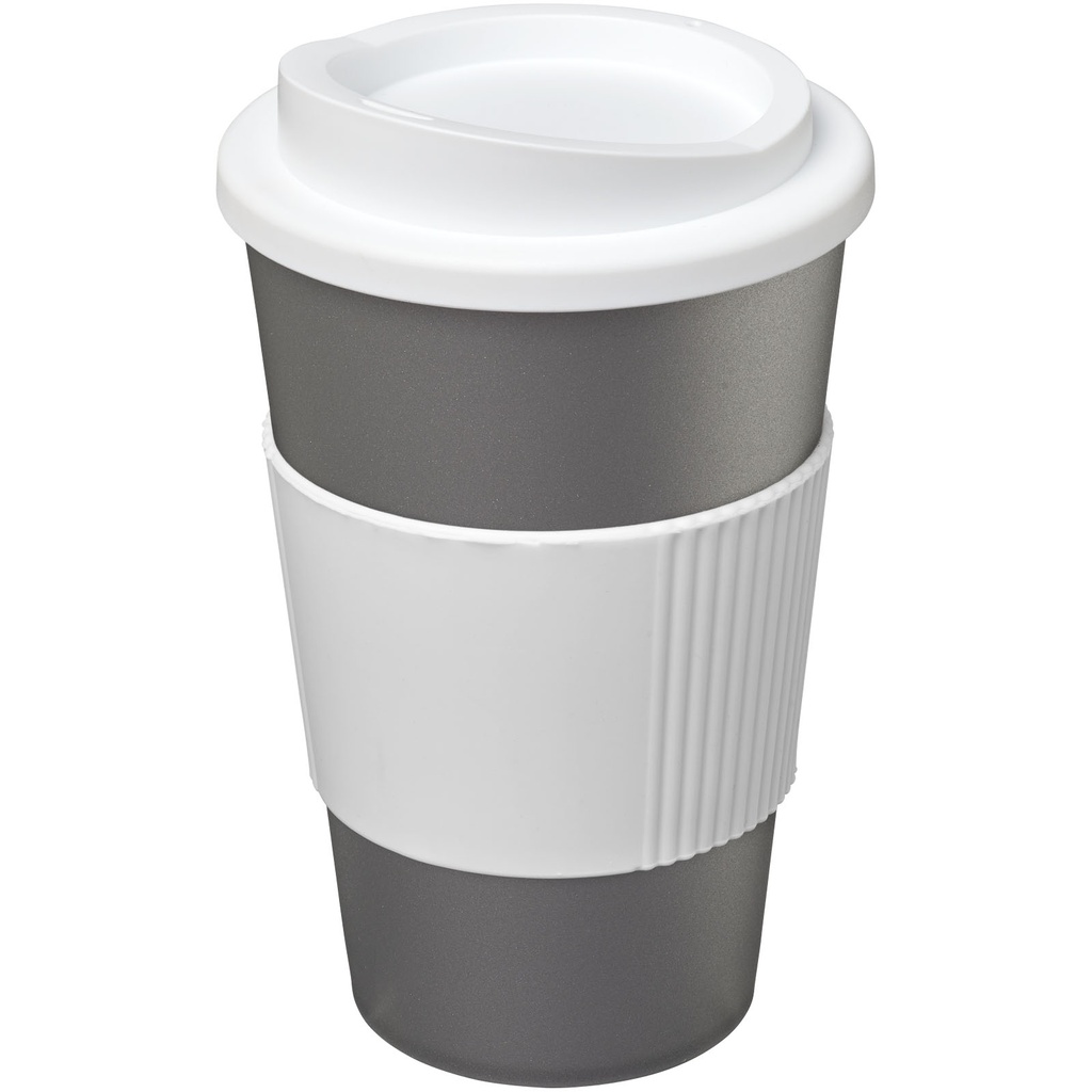 Kubek termiczny z serii Americano® o pojemności 350 ml z uchwytem 210002 - Srebrno-biały