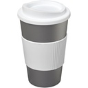 Kubek termiczny z serii Americano® o pojemności 350 ml z uchwytem 210002 - Srebrno-biały