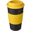 Kubek termiczny z serii Americano® o pojemności 350 ml z uchwytem 210002 - Czarno-żółty