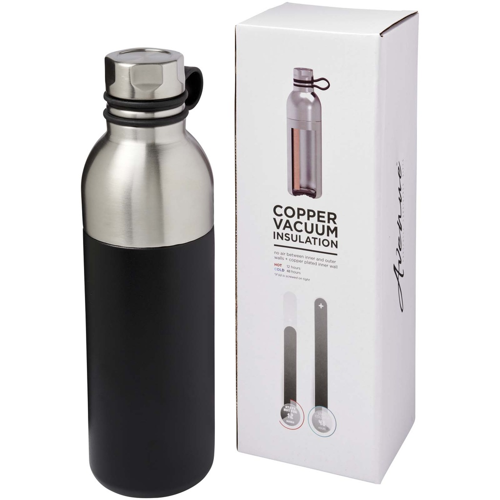 Miedziany izolowany próżniowo bidon Koln o pojemności 590 ml 100588 - Czarny