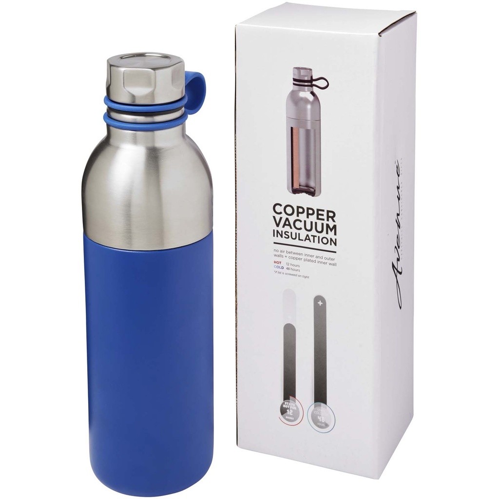 Miedziany izolowany próżniowo bidon Koln o pojemności 590 ml 100588 - Niebieski