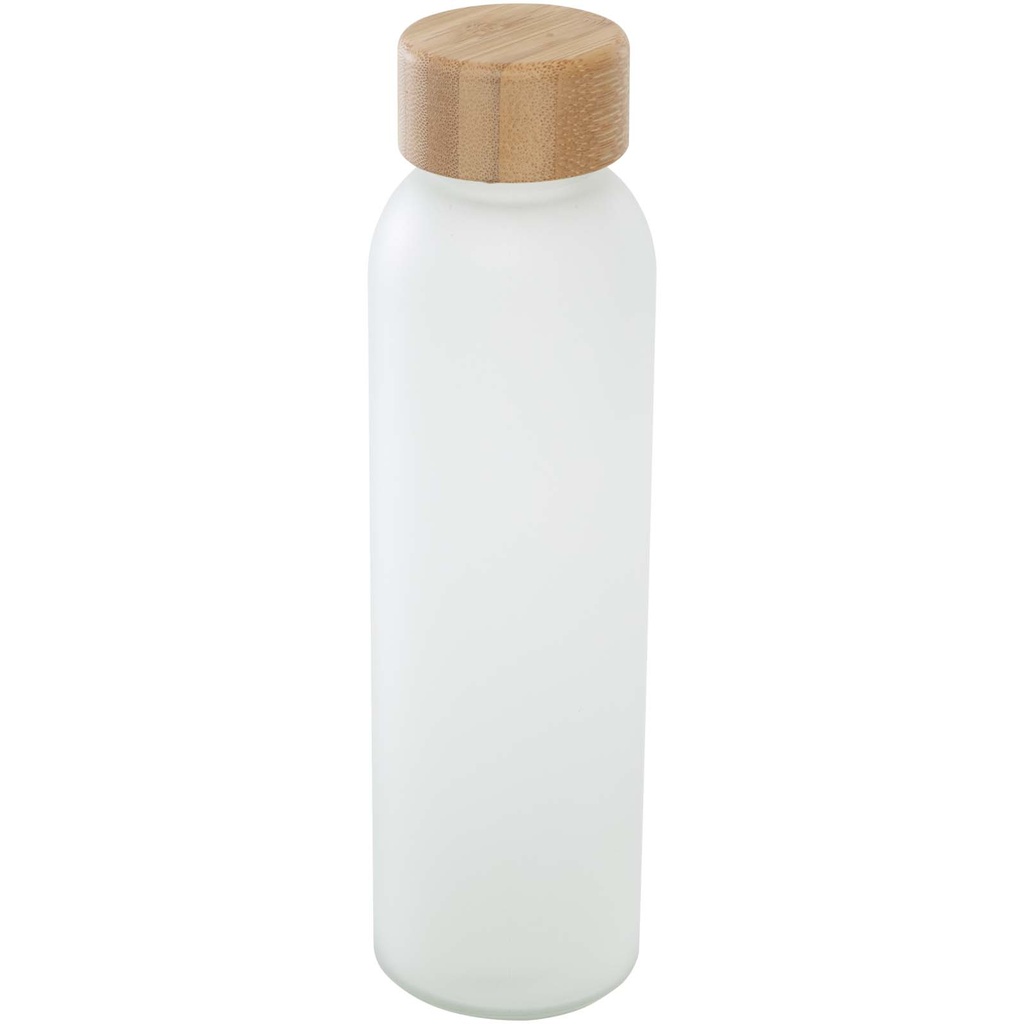 Matowa butelka ze szkła sodowo-wapniowego Lume 500 ml z zakrętką bambusową 100830 - Biały