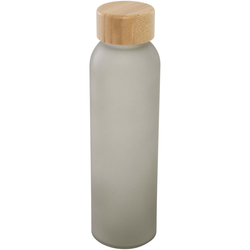 Matowa butelka ze szkła sodowo-wapniowego Lume 500 ml z zakrętką bambusową 100830 - Szary