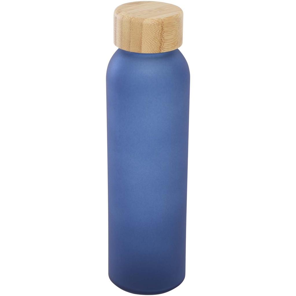 Matowa butelka ze szkła sodowo-wapniowego Lume 500 ml z zakrętką bambusową 100830 - Oceaniczny niebieski