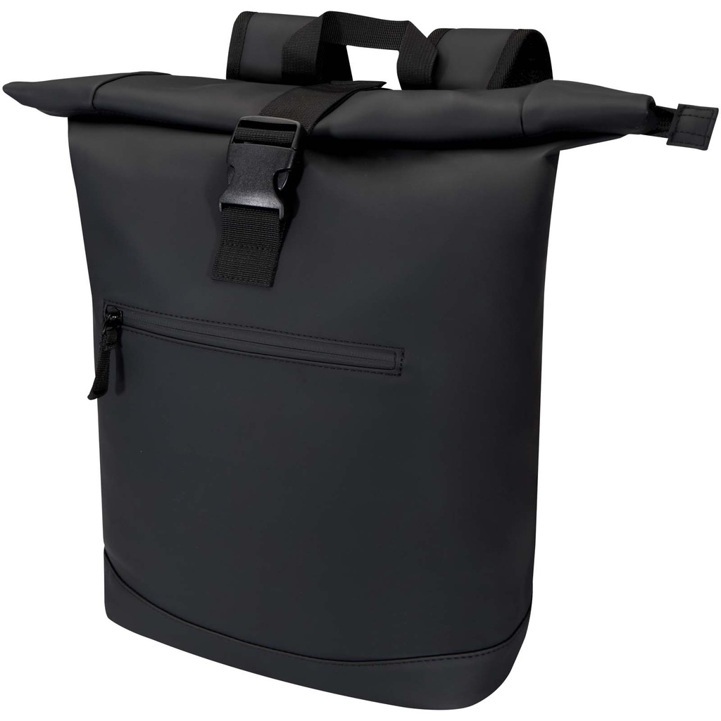 Resi Plus plecak na 15-calowego laptopa o pojemności 18 l z recyklingu, z certyfikatem GRS i zwijaną górną częścią 130093 - Czarny