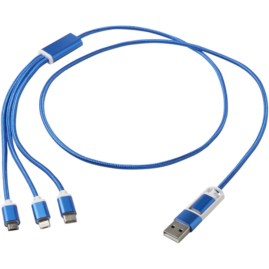 Versatile kabel do ładowania 5-1 z aluminium z recyklingu 124386 - Królewski niebieski