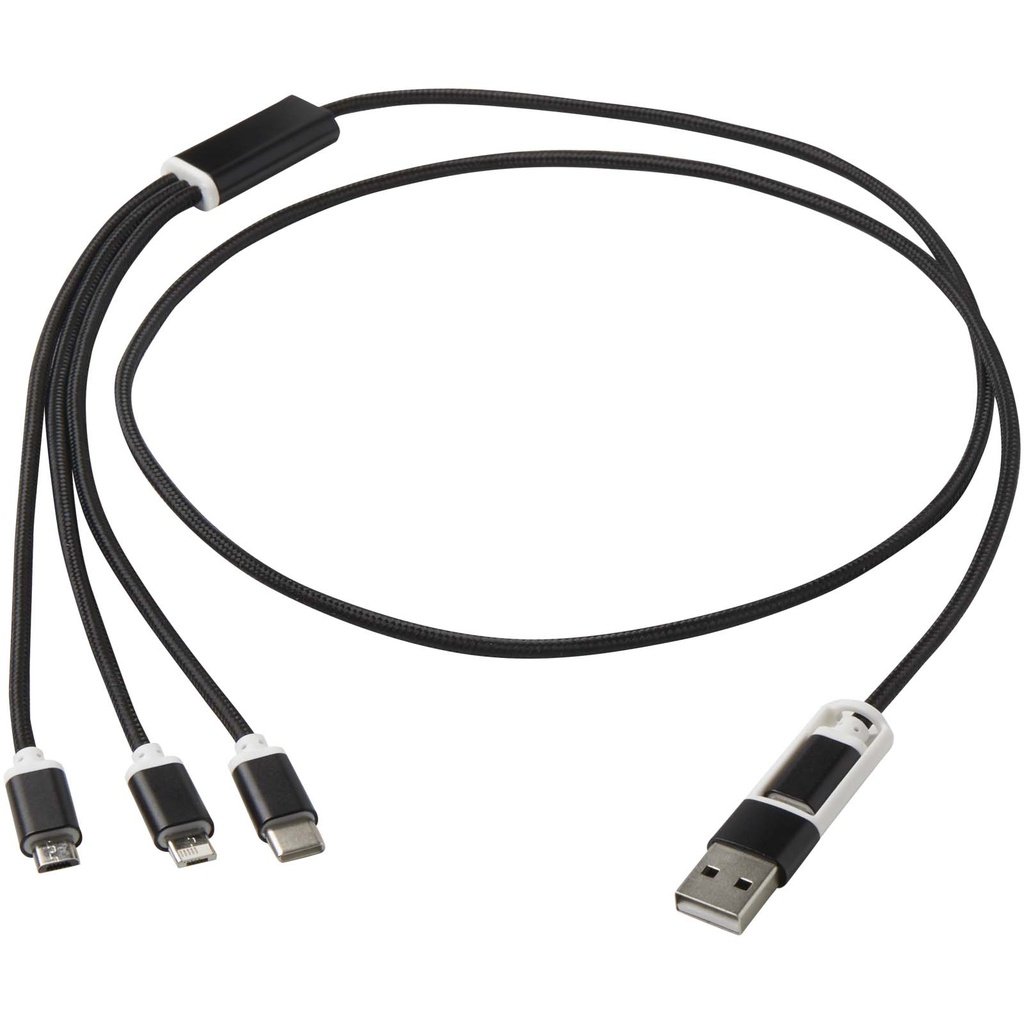 Versatile kabel do ładowania 5-1 z aluminium z recyklingu 124386 - Czarny