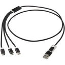 Versatile kabel do ładowania 5-1 z aluminium z recyklingu 124386 - Czarny