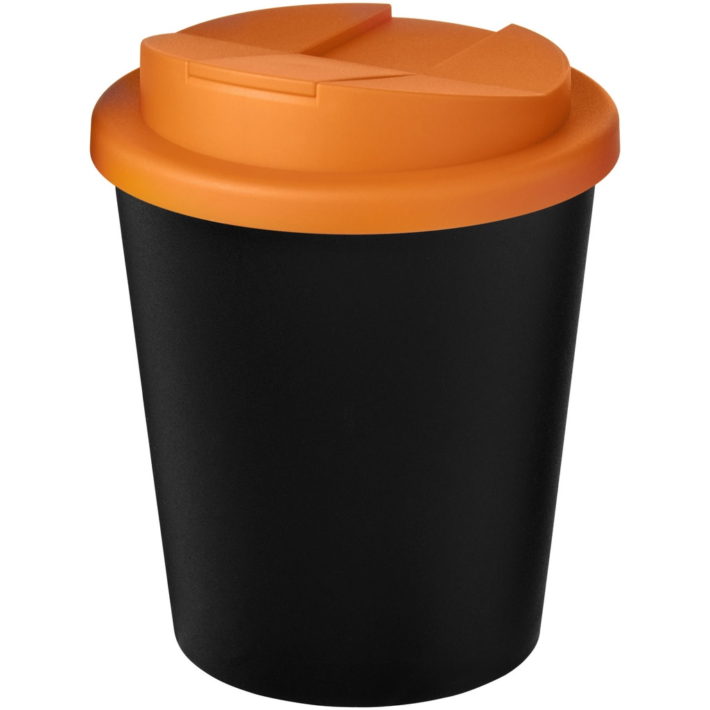 Kubek Americano® Espresso Eco z recyklingu o pojemności 250 ml z pokrywą odporną na zalanie 210455 - Czarno-pomarańczowy