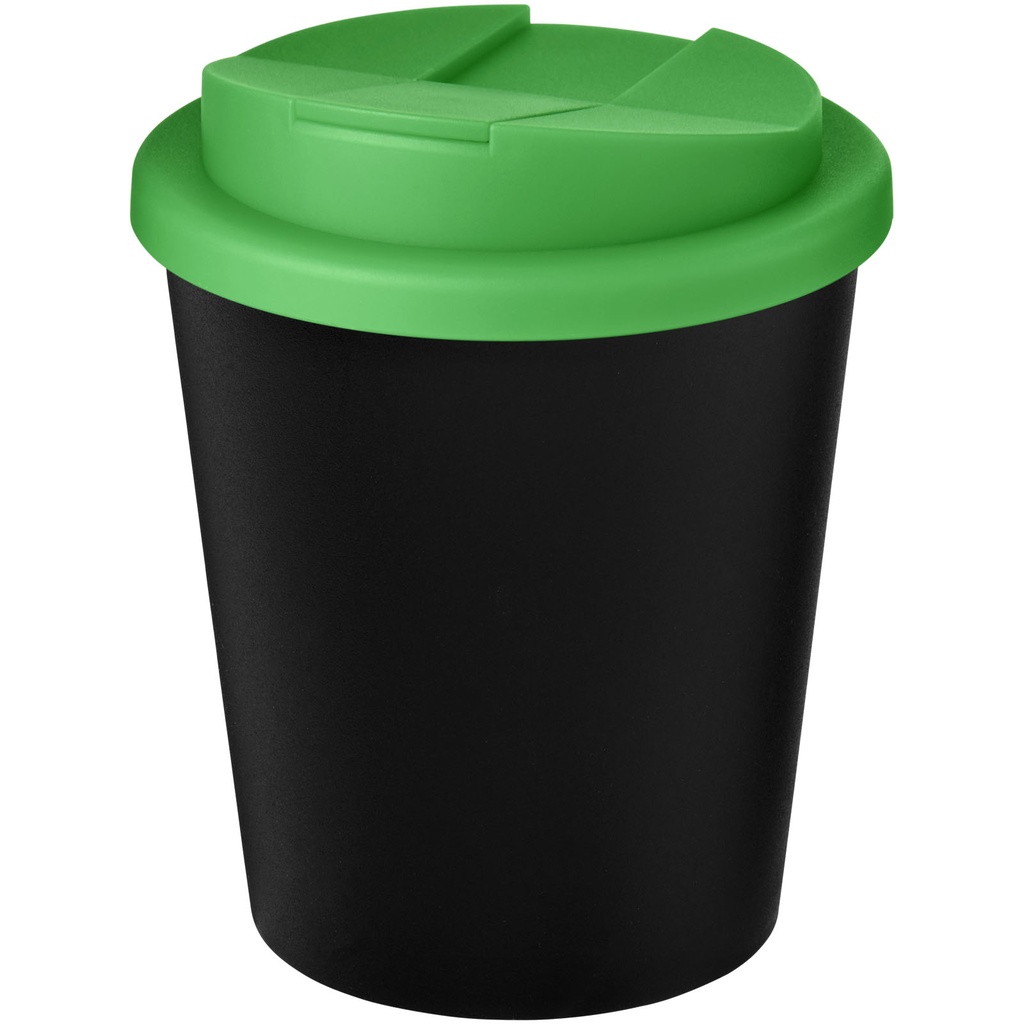 Kubek Americano® Espresso Eco z recyklingu o pojemności 250 ml z pokrywą odporną na zalanie 210455 - Czarno-zielony