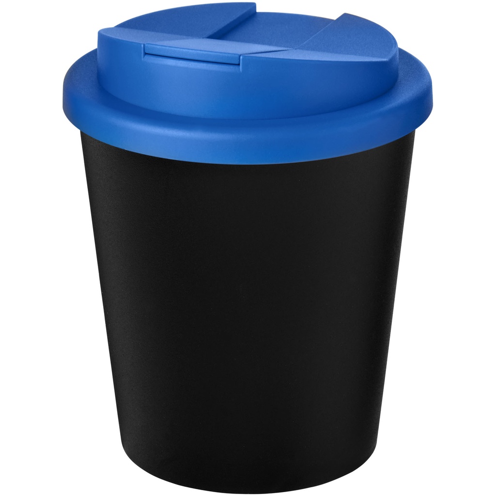 Kubek Americano® Espresso Eco z recyklingu o pojemności 250 ml z pokrywą odporną na zalanie 210455 - Czarno-środkowy niebieski