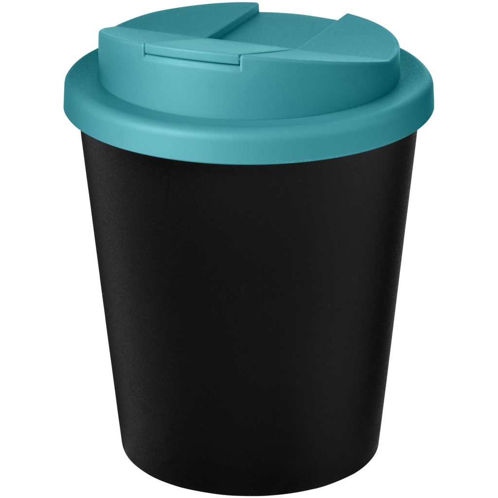 Kubek Americano® Espresso Eco z recyklingu o pojemności 250 ml z pokrywą odporną na zalanie 210455 - Czarno-turkusowy niebieski