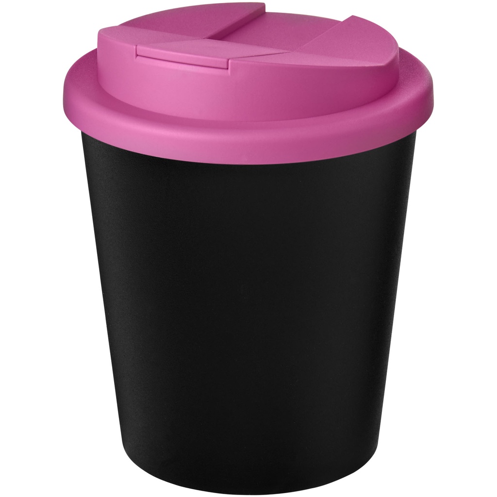 Kubek Americano® Espresso Eco z recyklingu o pojemności 250 ml z pokrywą odporną na zalanie 210455 - Czarno-magenta