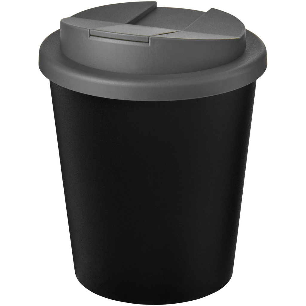 Kubek Americano® Espresso Eco z recyklingu o pojemności 250 ml z pokrywą odporną na zalanie 210455 - Czarno-szary