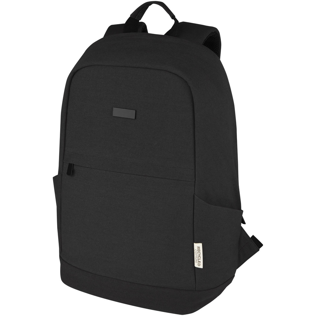 Joey 15,6-calowy plecak na laptopa z płótna z recyklingu z certyfikatem GRS o pojemności 18 l 120677 - Czarny