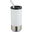 Grayson izolowany kubek z certyfikatem RCS z recyklingu o pojemności 480 ml z silikonową słomką 100918 - Biały