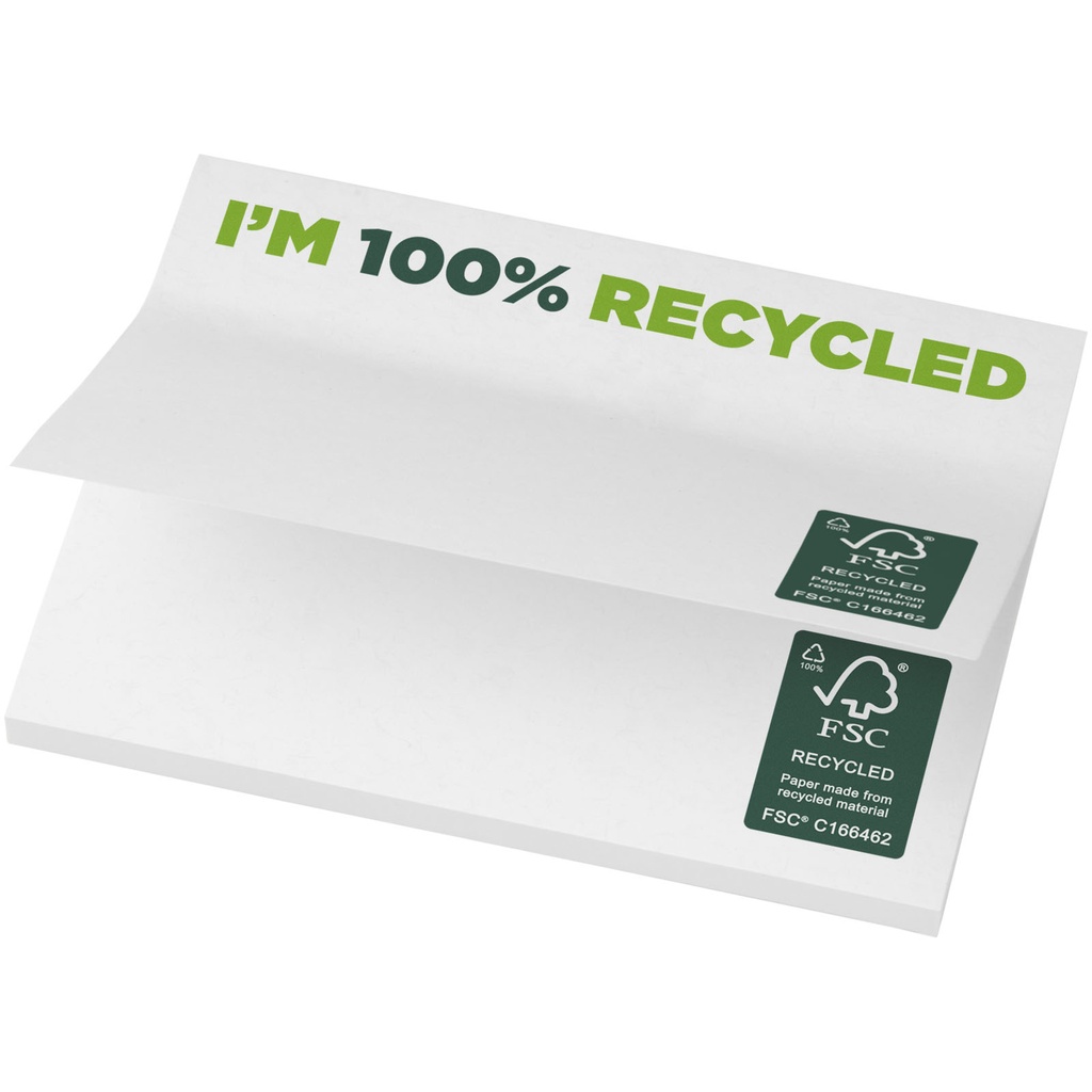Karteczki samoprzylepne z recyklingu o wymiarach 100 x 75 mm Sticky-Mate® 21287011 - Biały