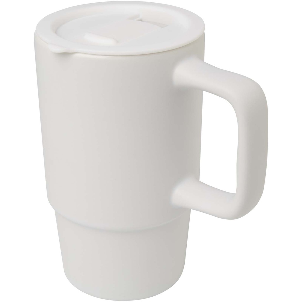 Carter kubek ceramiczny o pojemności 450 ml z plastikową pokrywką 100896 - Biały