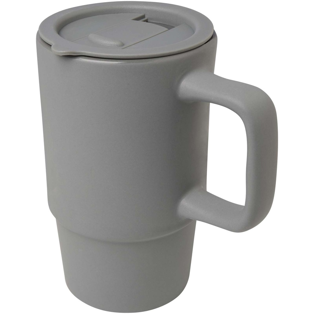 Carter kubek ceramiczny o pojemności 450 ml z plastikową pokrywką 100896 - Szary