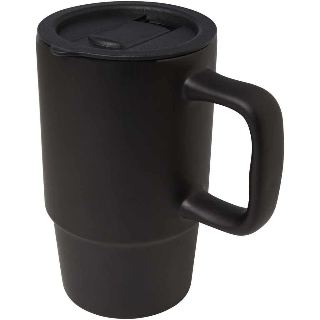 Carter kubek ceramiczny o pojemności 450 ml z plastikową pokrywką 100896 - Czarny